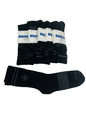 6 Bombas CREW Calf Socks - Black - Honeycomb Arch Size XL ( Men's 13.5-16) NEW
